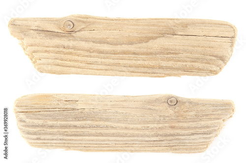 Driftwood isolated on white background. Pieces of sea drift wood.