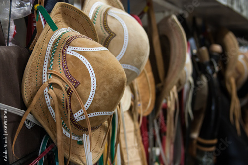 Typical leather hat from cowboys from northest region of Brazil photo