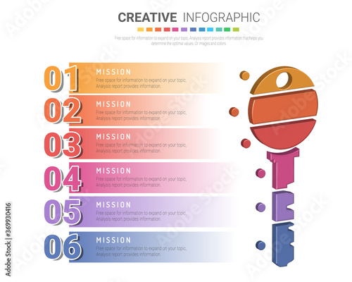 creative business key info-graphics flat design for present business related information concept vector