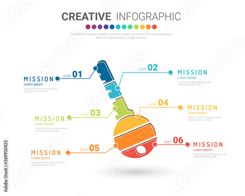 creative business key info-graphics flat design for present business related information concept vector