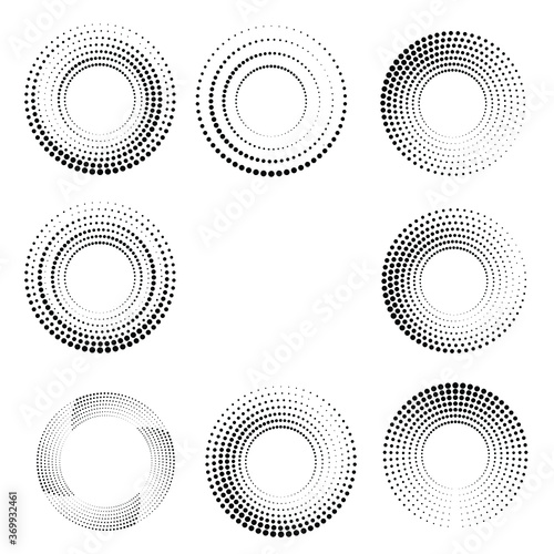 Halftone dots in circle form. round logo . vector dotted frame . design element