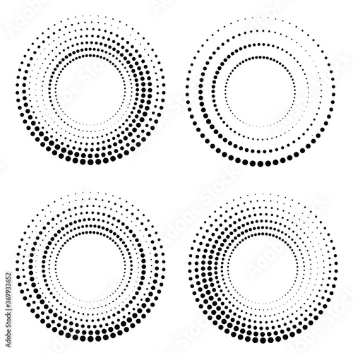 Halftone dots in circle form. round logo . vector dotted frame . design element