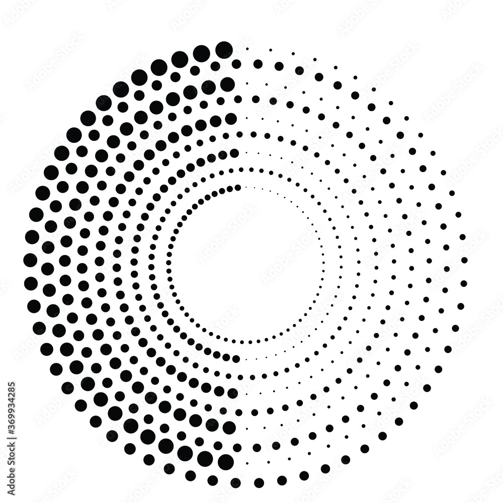 Halftone dots in circle form. round logo . vector dotted frame . design element