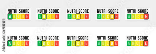 Nutri-Score system in France. Sign health care for packaging. Vector