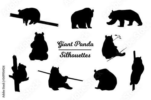 Giant panda animal silhouettes.