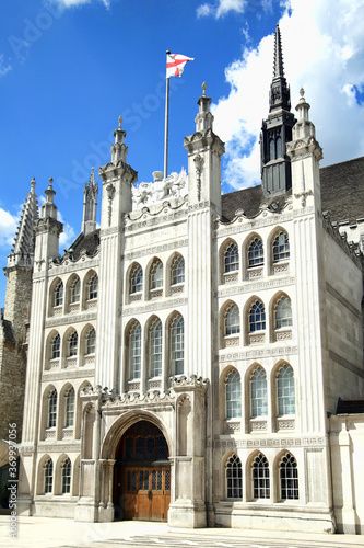 The Guildhall London England UK a 15th century medieval building home of the City of London Corporation which was used as a town hall for hundreds of years and is a popular tourism travel destination 