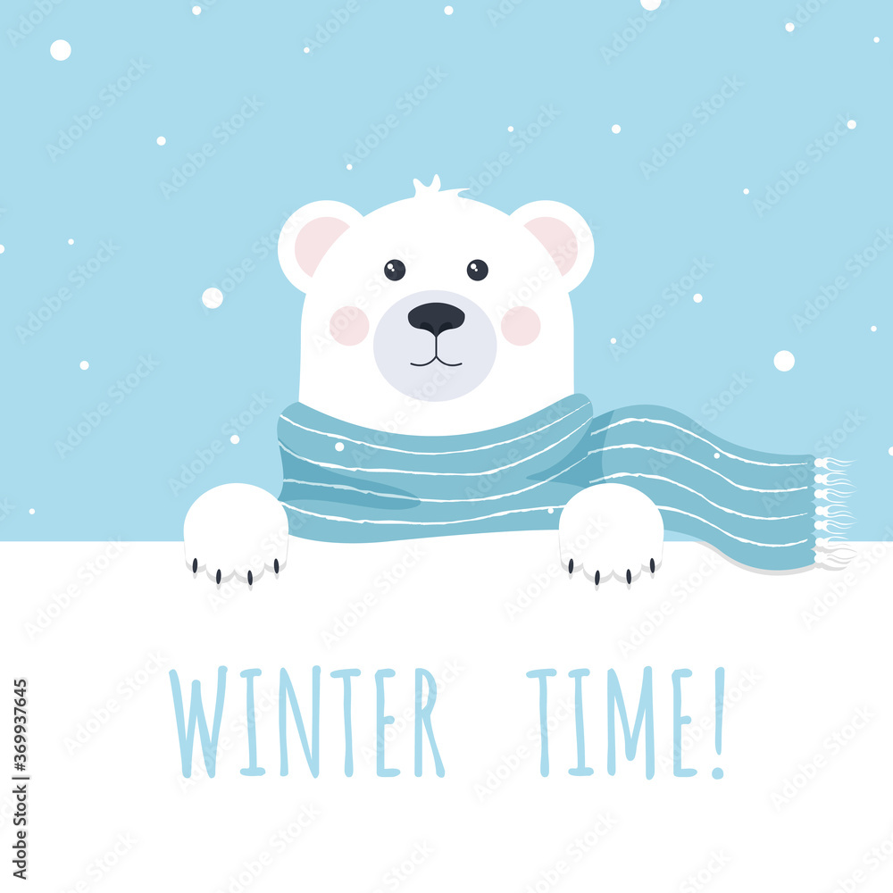 Cute polar bear vector print for postcard Cute polar bear vector print for postcard