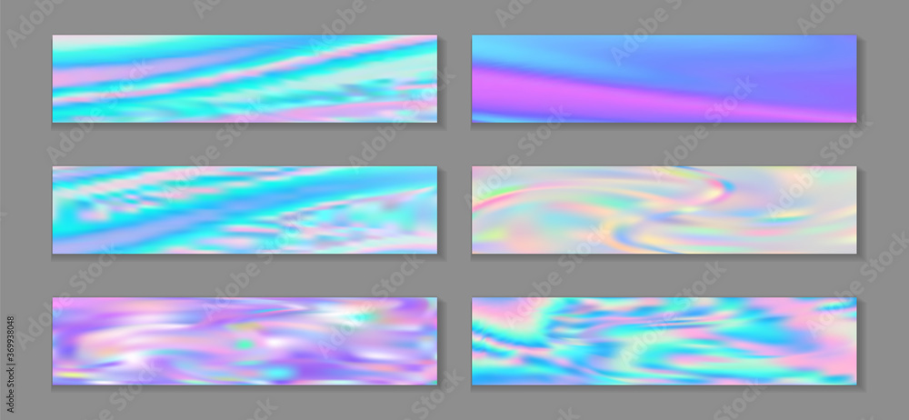 Neon holo vivid banner horizontal fluid gradient unicorn backgrounds vector collection. Beautiful 