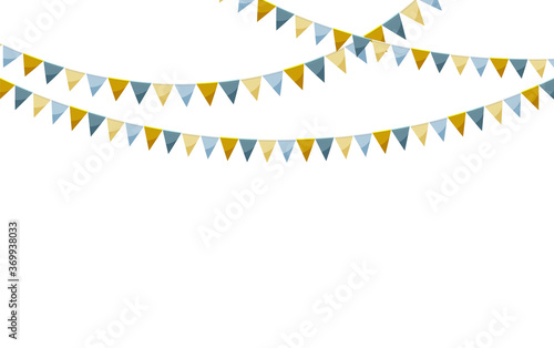 Paper bunting party flags isolated on white