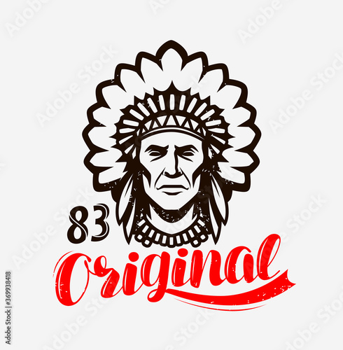Indian chief, native american emblem. Vector illustration