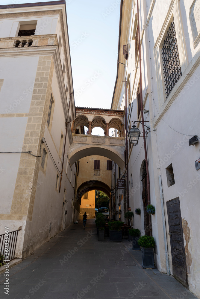 architecture of streets and buildings in the center of spoleto