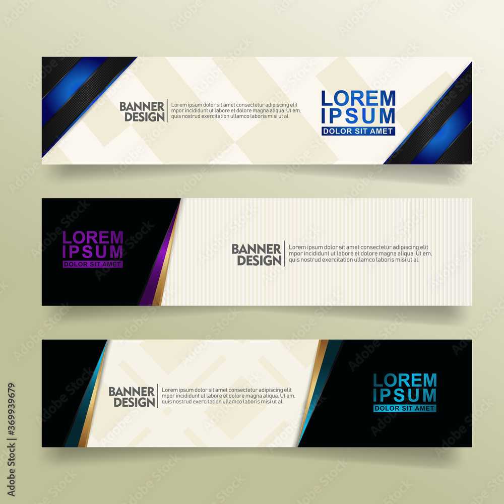 set abstract banner template design with flow line shape ornate on modern pattern background