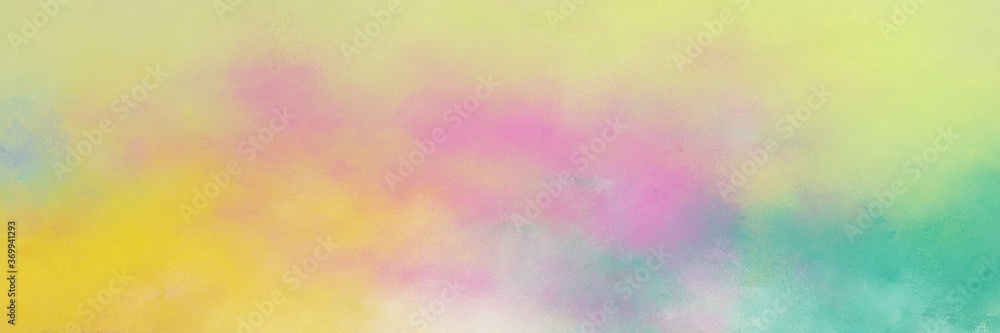 beautiful tan, medium aqua marine and pastel orange colored vintage abstract painted background with space for text or image. can be used as horizontal header or banner orientation