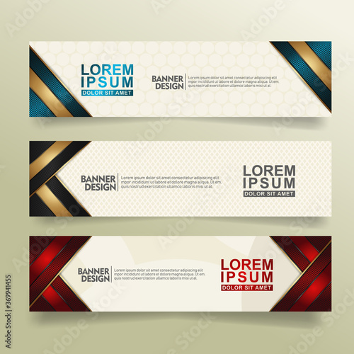 set abstract banner template design with flow line shape ornate on modern pattern background