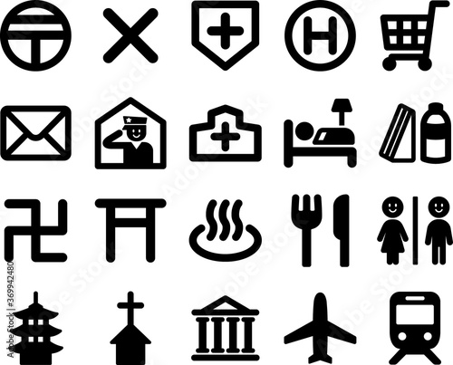 シンプルな地図記号セット
