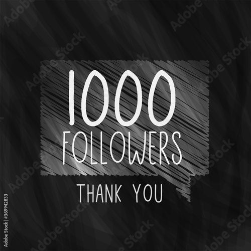 1000 social media followers background in black sketch style