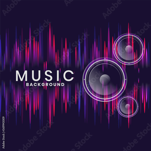 music speakers background in neon style design