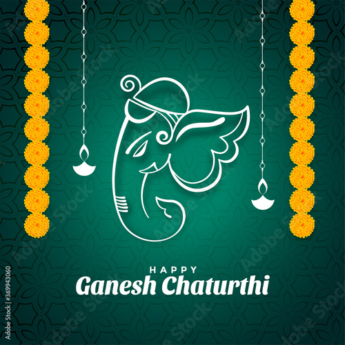 ganesh chaturthi festival wishes card with marigold flowers