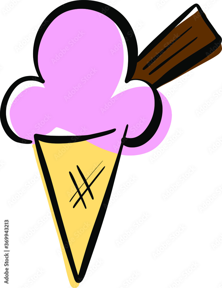 Cartoon Ice Cream In a Cone Vector Illustration Cartoon Ice Cream In a Cone Vector Illustration