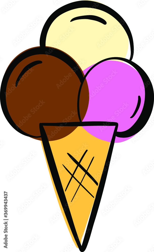 Cartoon Ice Cream In a Cone Vector Illustration Cartoon Ice Cream In a Cone Vector Illustration