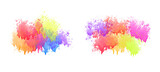 colorful watercolor drips set on white background