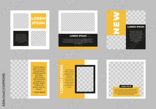 Set of editable square Instagram/social media post templates Suitable for social media posts, internet ads, posters, handouts, flyers. Vector illustration. Transparent space for product/image.