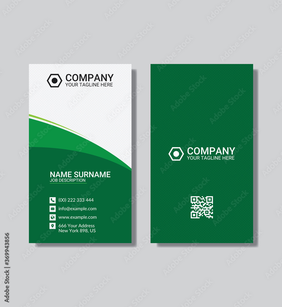 Company Business card template print ready, green and white color modern background Company Business card template print ready, green and white color modern background