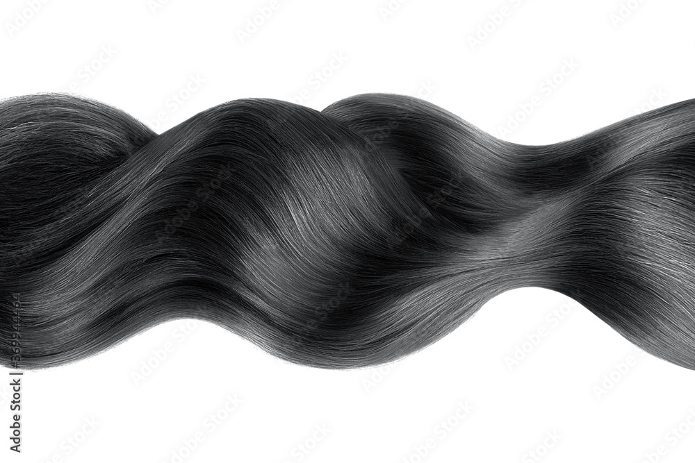 Black hair in line shape on white background, isolated