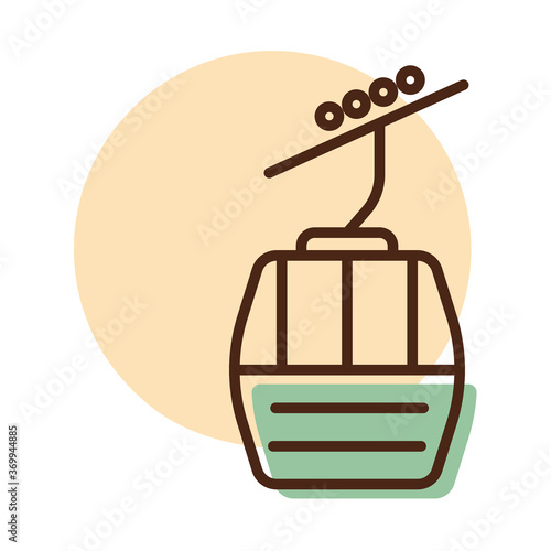 Ski lift gondola flat vector icon