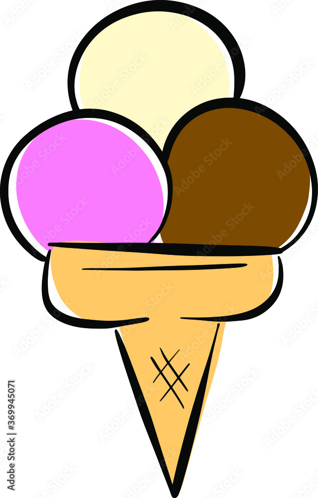 Cartoon Ice Cream In a Cone Vector Illustration