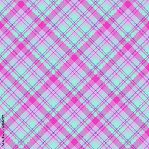 Seamless pattern in simple mint green, pink and violet colors for plaid, fabric, textile, clothes, tablecloth and other things. Vector image. 2