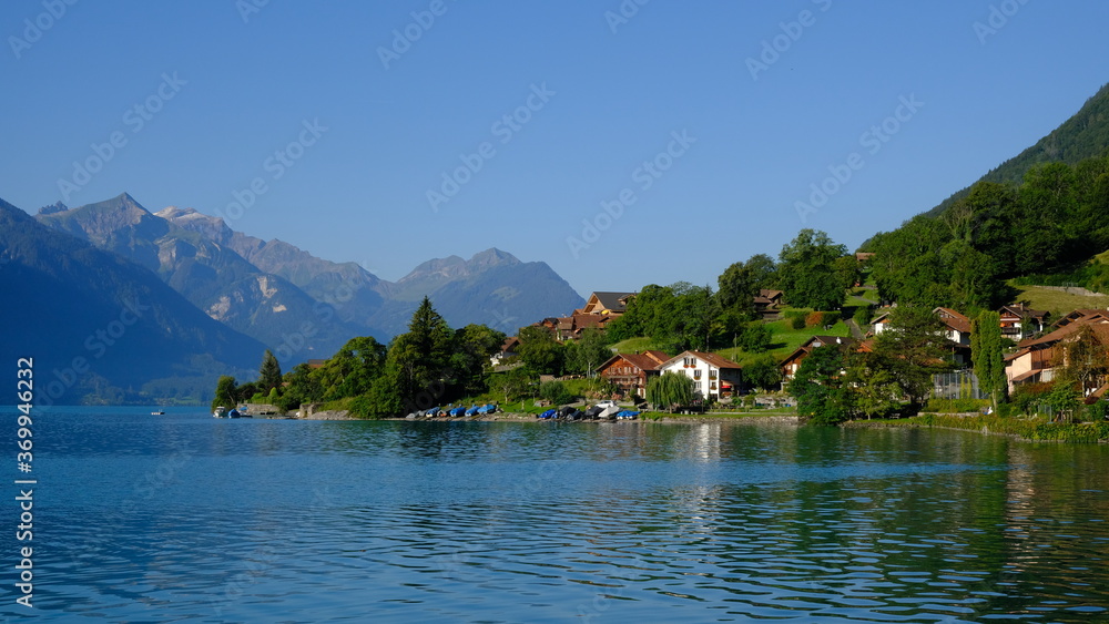 Oberreid village, Brienzersee lake, Berner Oberland, Switzerland Stock