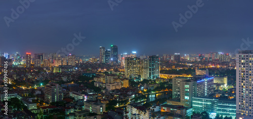 Cityscape of Hanoi skyline at Nguyen Chi Thanh street, Dong Da district during sunset time in Hanoi city, Vietnam in 2020