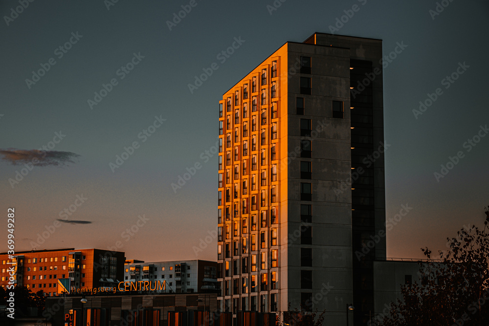 Fototapeta premium Scraper in sunset light
