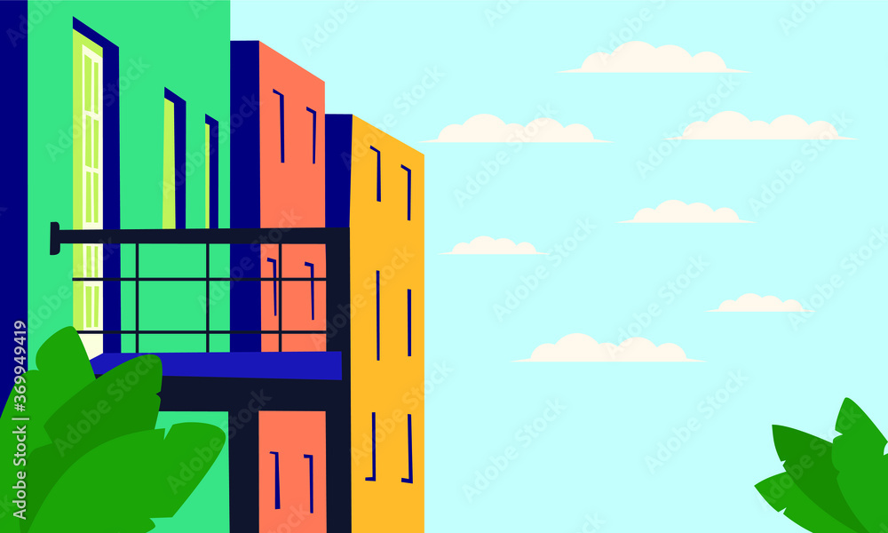 vector illustration of an apartment building with balcony vector illustration of an apartment building with balcony