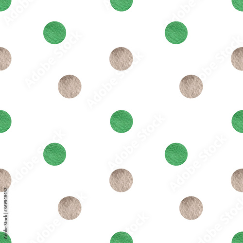 Seamless pattern with painted polka dot. Watercolor illustration