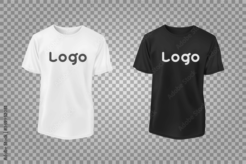 Naklejka premium Realistic t-shirt mockup isolated on transparent background. Vector illustration.