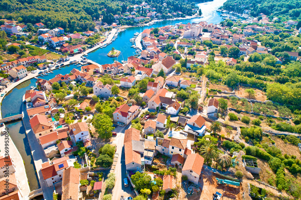 Town of Vrboska aerial view