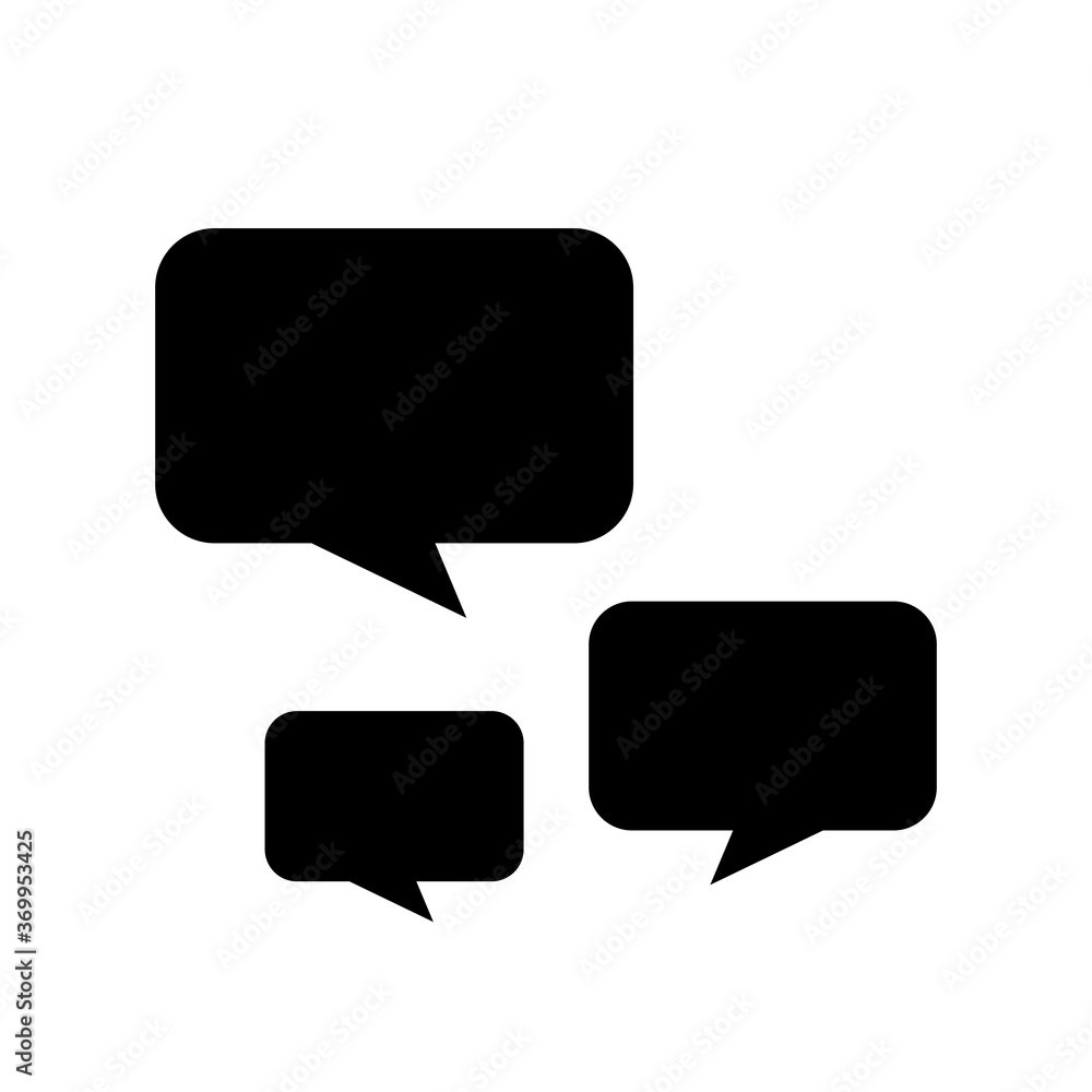 Naklejka premium black speech bubble square isolated on white, speech balloon sign of communication symbol, black speech bubble for talk text, balloon message icon, dialog chatting graphic for icon talk