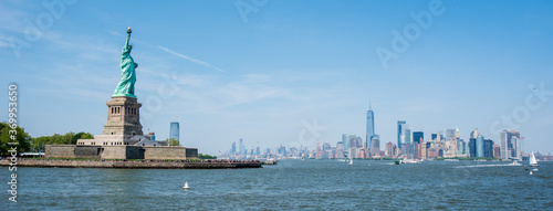 Panoramic view of NewYork Manhattan and Ellis Island