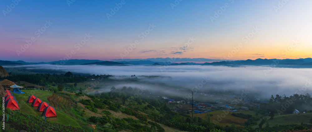 Landscape panorama view of Yun Lai Viewpoint in Pai Thailand