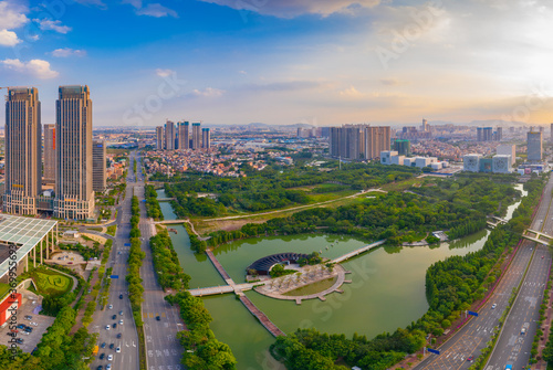 Aerial scenery of Dongping new town, Foshan City, Guangdong Province, China © Weiming