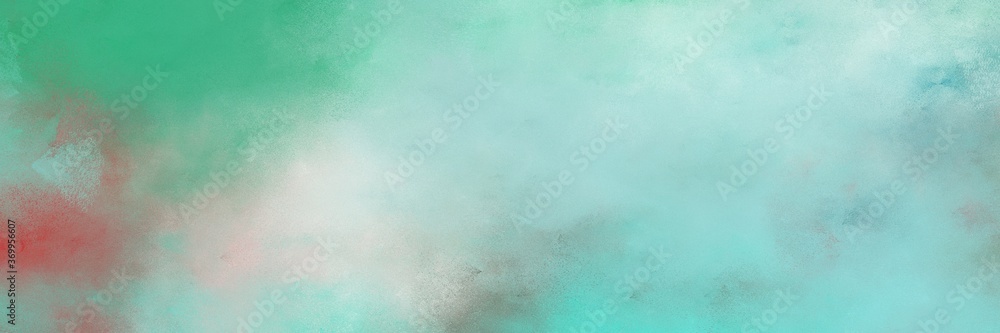 decorative pastel blue and medium sea green colored vintage abstract painted background with space for text or image. can be used as header or banner