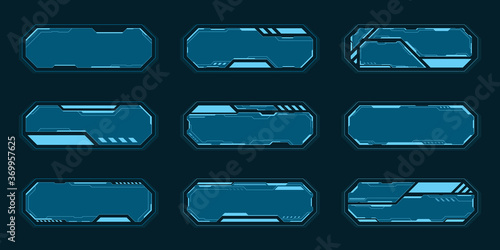 Blue octagon frame set technology future interface hud  vector design