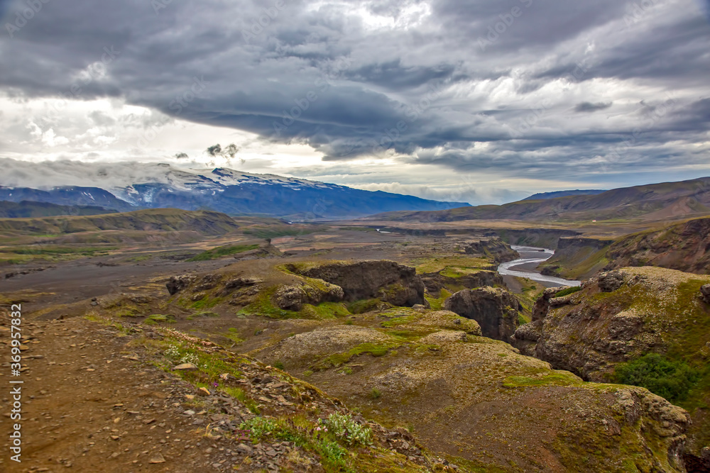 Fototapeta premium Beautiful and colorful mountain landscape in Landmannalaugar, Iceland. Nature and places for wonderful travels