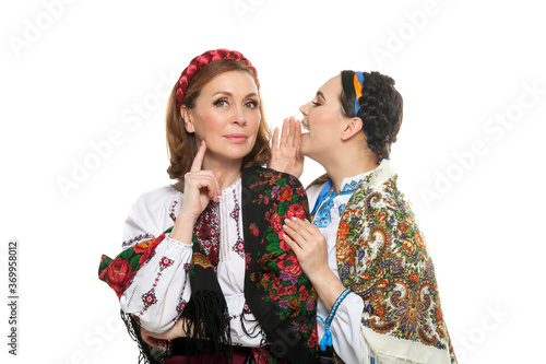 Portrait of adult woman in traditional ukrainian style