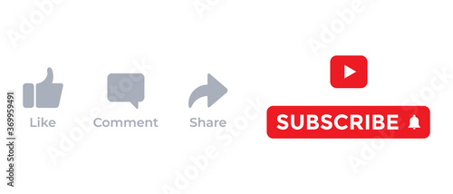 Set of Channel Icon. Like, Comment, Share and Subscribe Button Vector Illustration