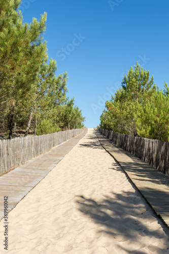 CAP FERRET (Bassin d'Arcachon, France), accès à la plage de La Garonne sur l'Atlantique