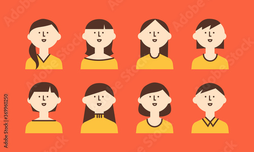 8人の女性イラストアイコン