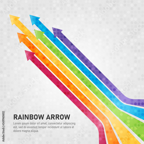 Colorful rainbow arrows Upwards and abstract circle dot texture style vector design